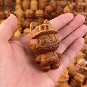 1 PC Crafted Wooden Labubu Figurine-Unique Art Collectible-Gift-DIY Supply